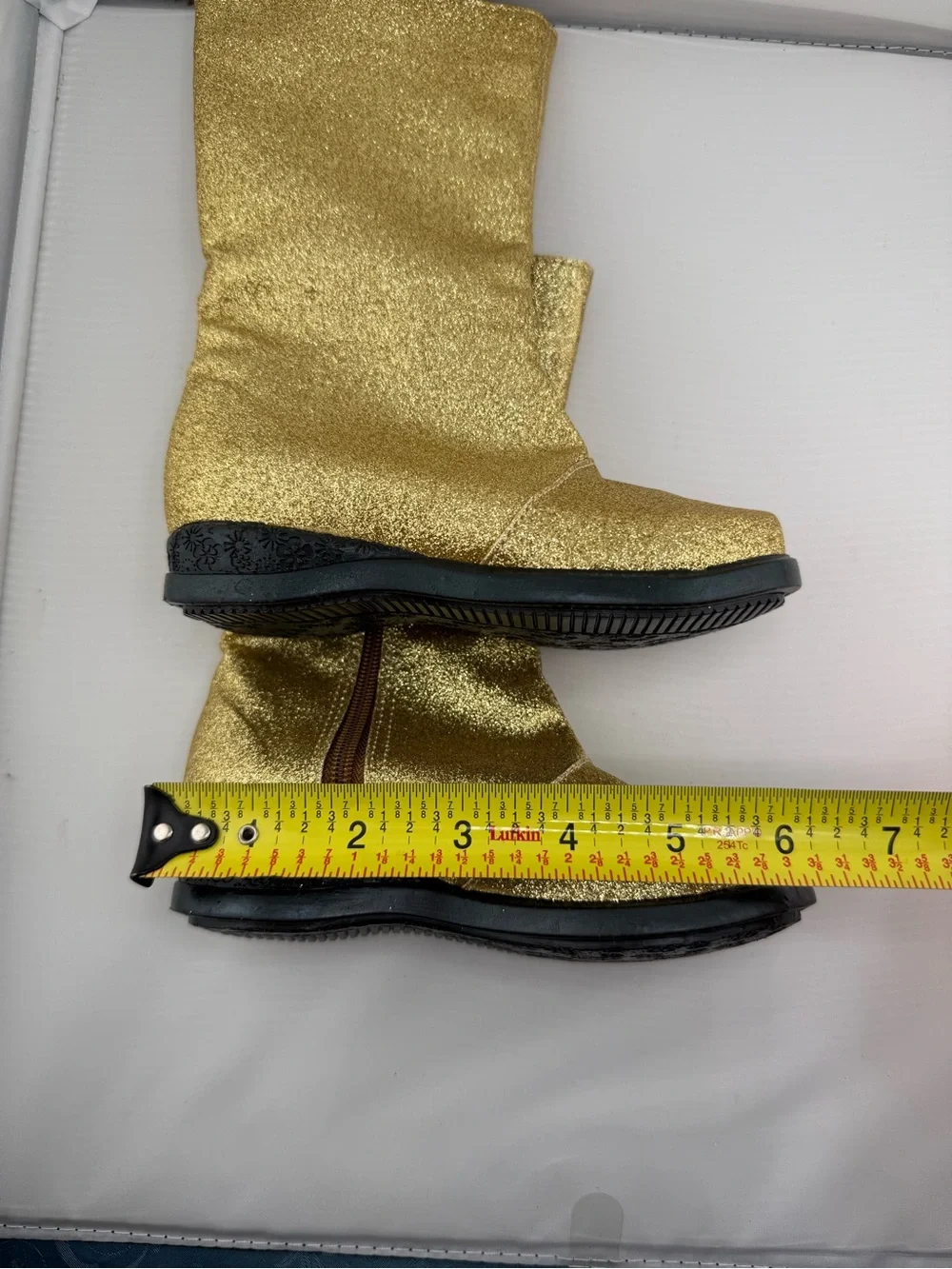 Gold Glitter Zip Boots - Metallic Sparkle